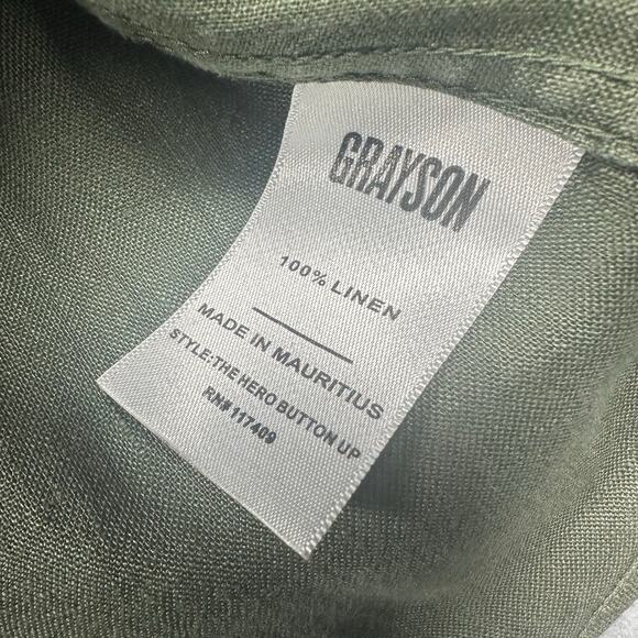 Grayson Hero Linen Button Up Olive 5 (XL) - Picture 4 of 6